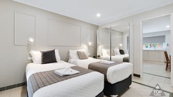 2 bedrooms, in-room safe, blackout curtains, iron/ironing board