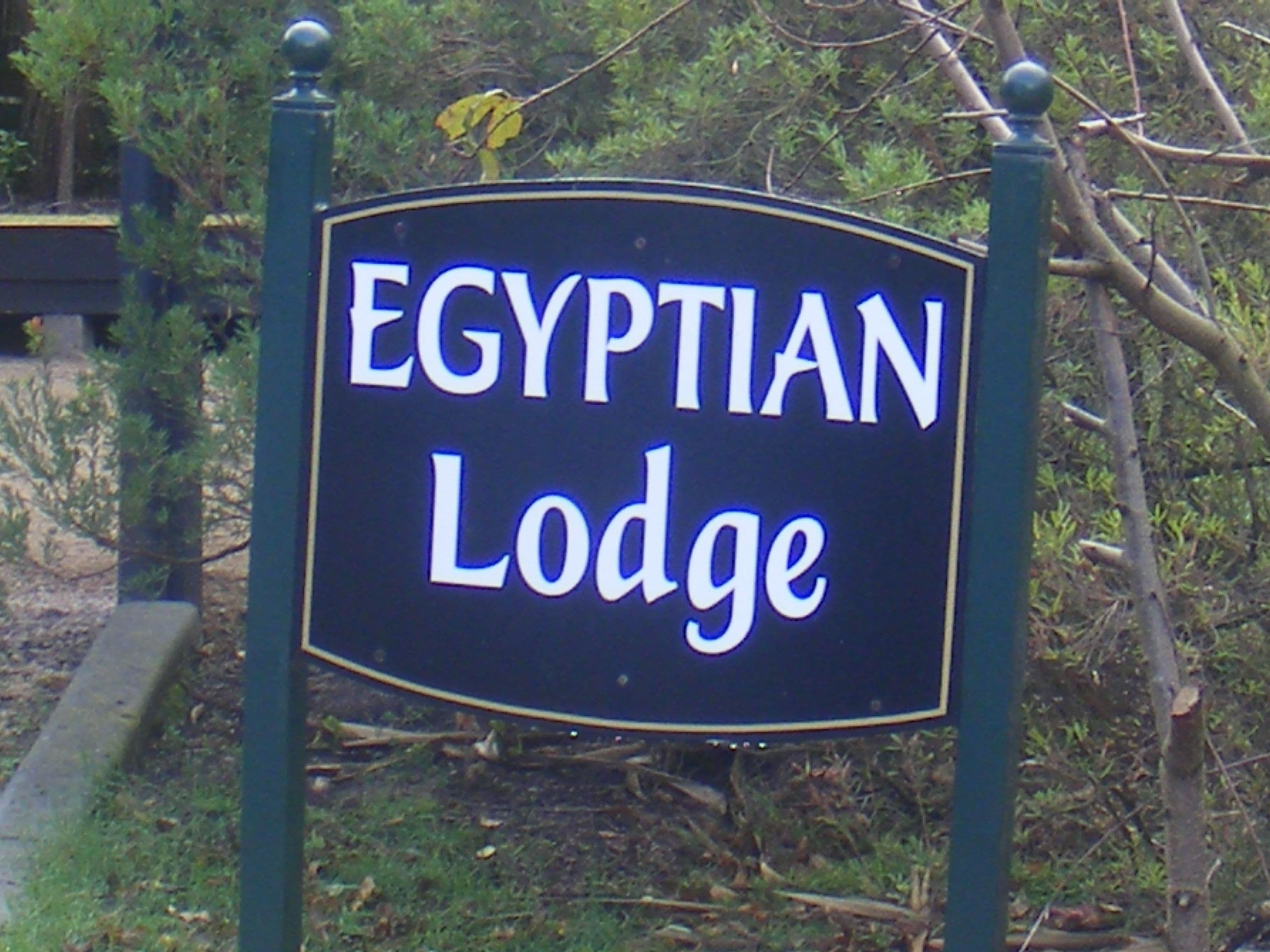 A sign for Egyptian Lodge.