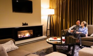 Fireplace - Village Lake Apartments (Hanmer Springs)