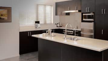 Three Bedroom Apartment | Premium bedding, blackout drapes, soundproofing, iron/ironing board