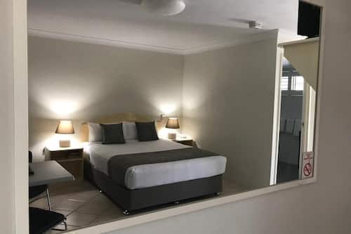 Individually furnished, desk, laptop workspace, iron/ironing board