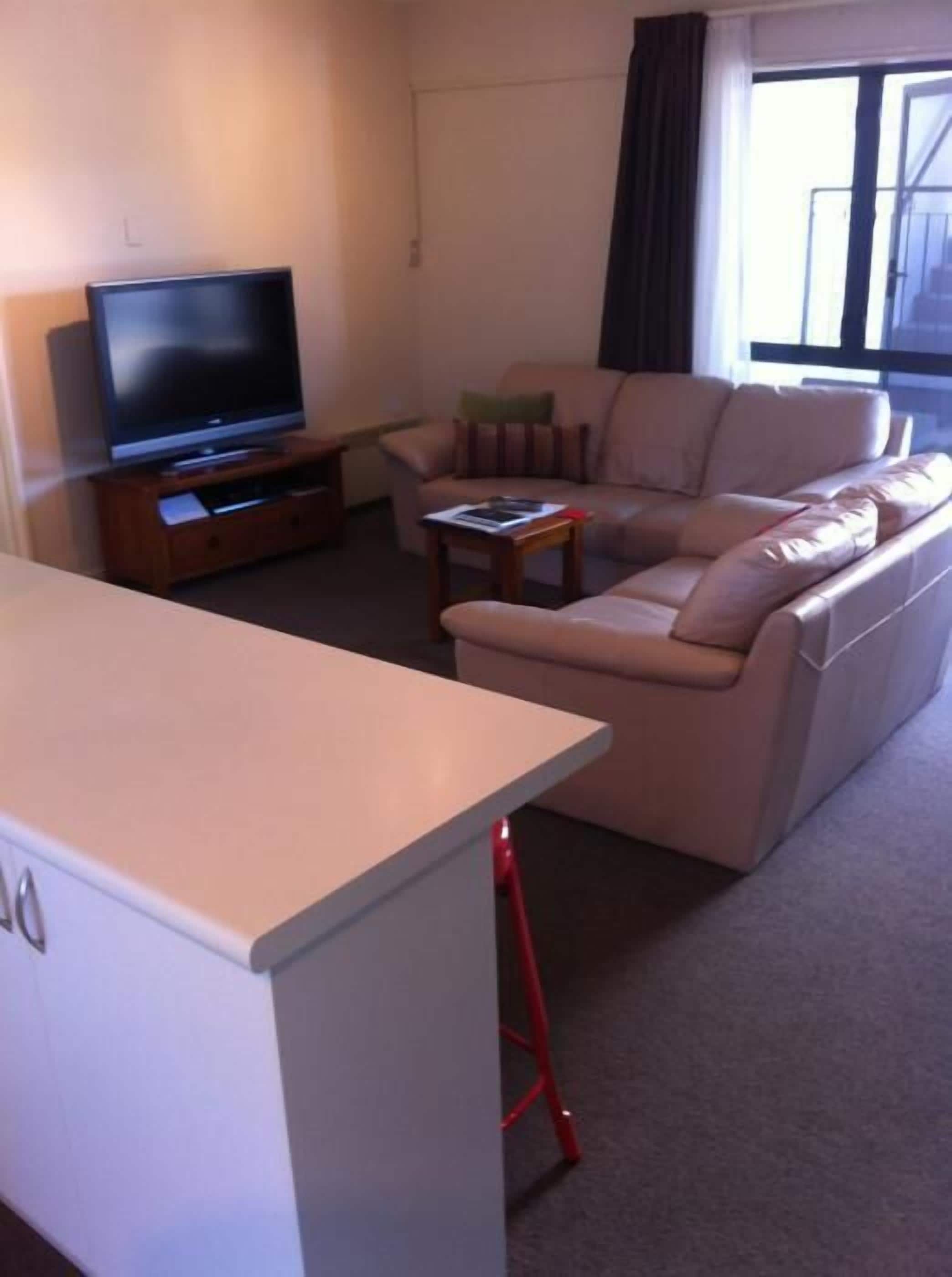 Flat-screen TV, DVD player