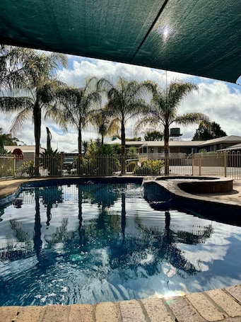 Outdoor pool, sun loungers