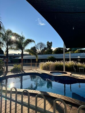 Outdoor pool, pool loungers