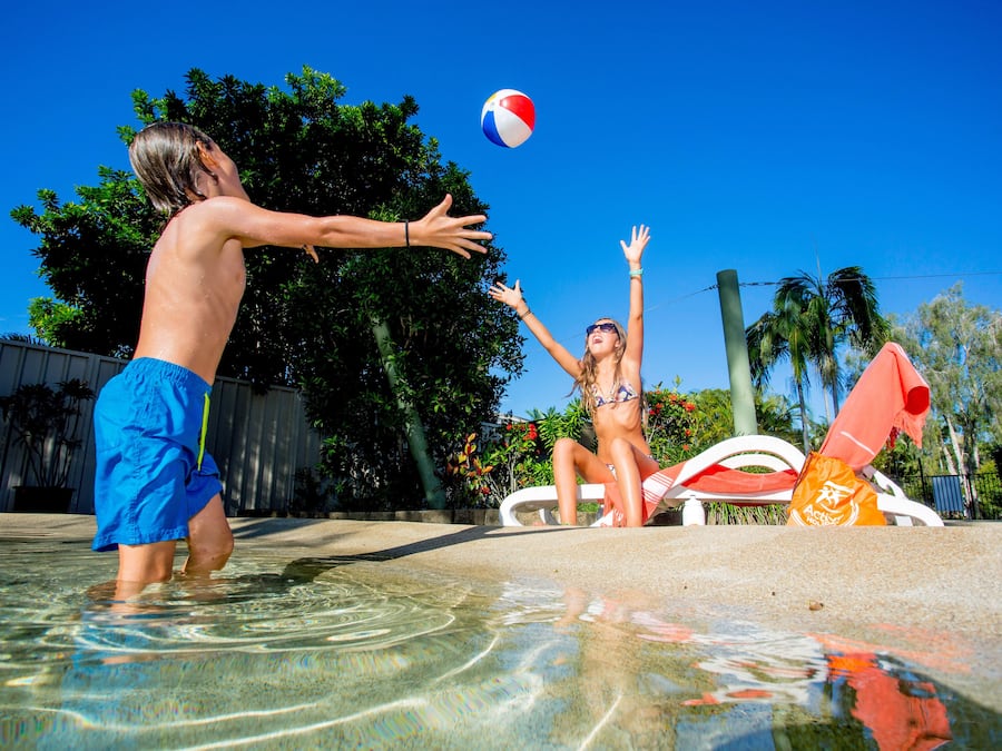 Outdoor pool, sun loungers