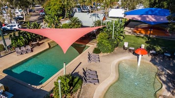 Outdoor pool, sun loungers