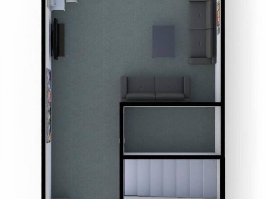 Una habitación con una mesa de comedor, un sofá, un mueble pequeño y un inodoro.