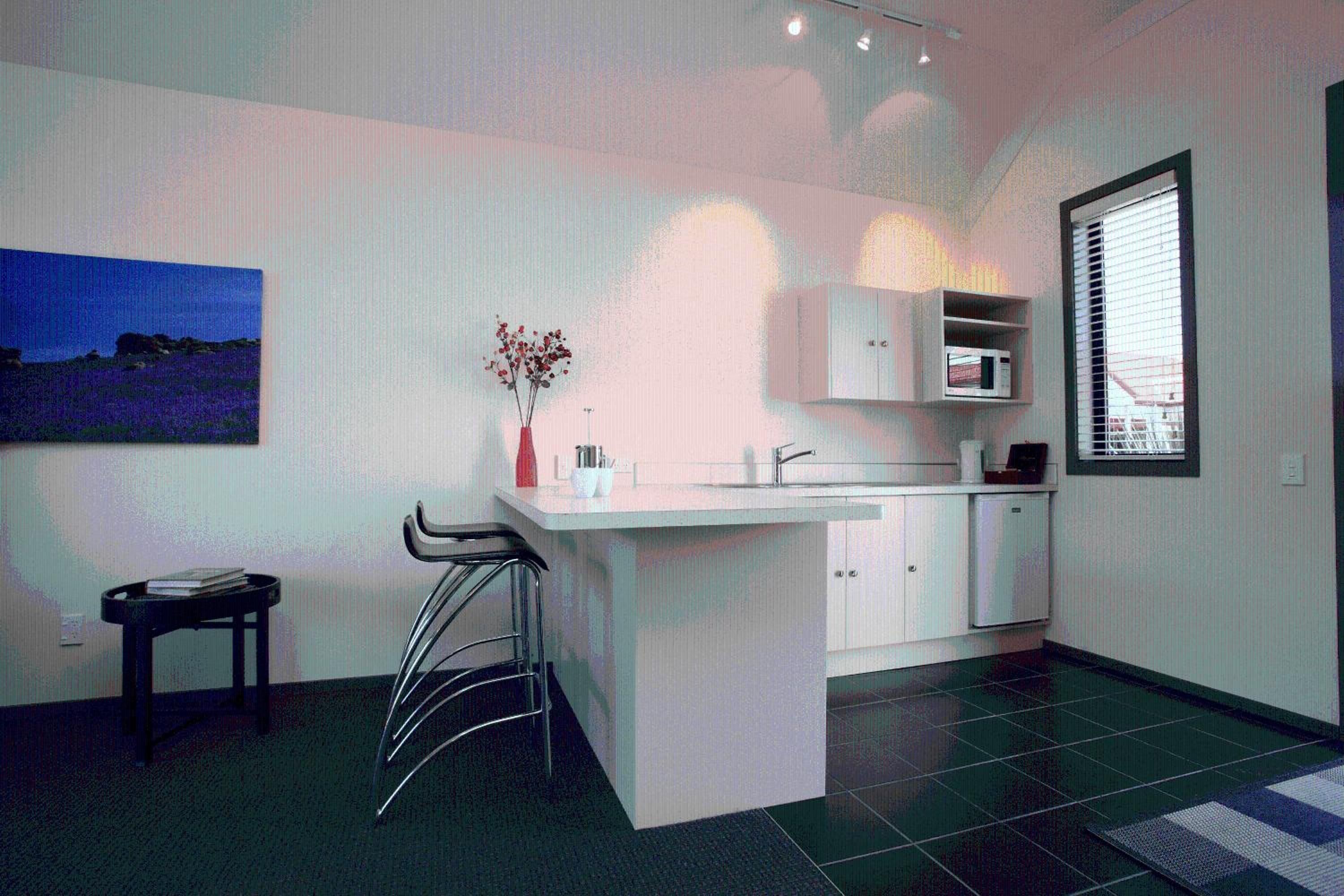 Fridge, microwave, coffee/tea maker, electric kettle