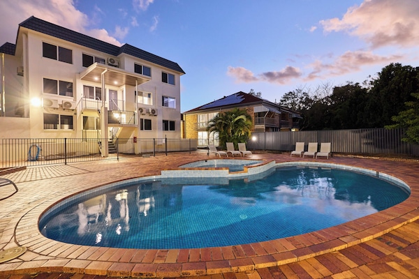 Outdoor pool, open 9:00 AM to 8:00 PM, sun loungers