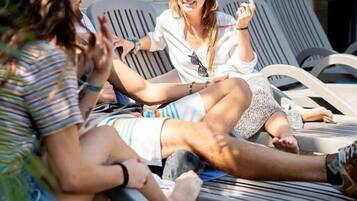 Outdoor pool, pool loungers