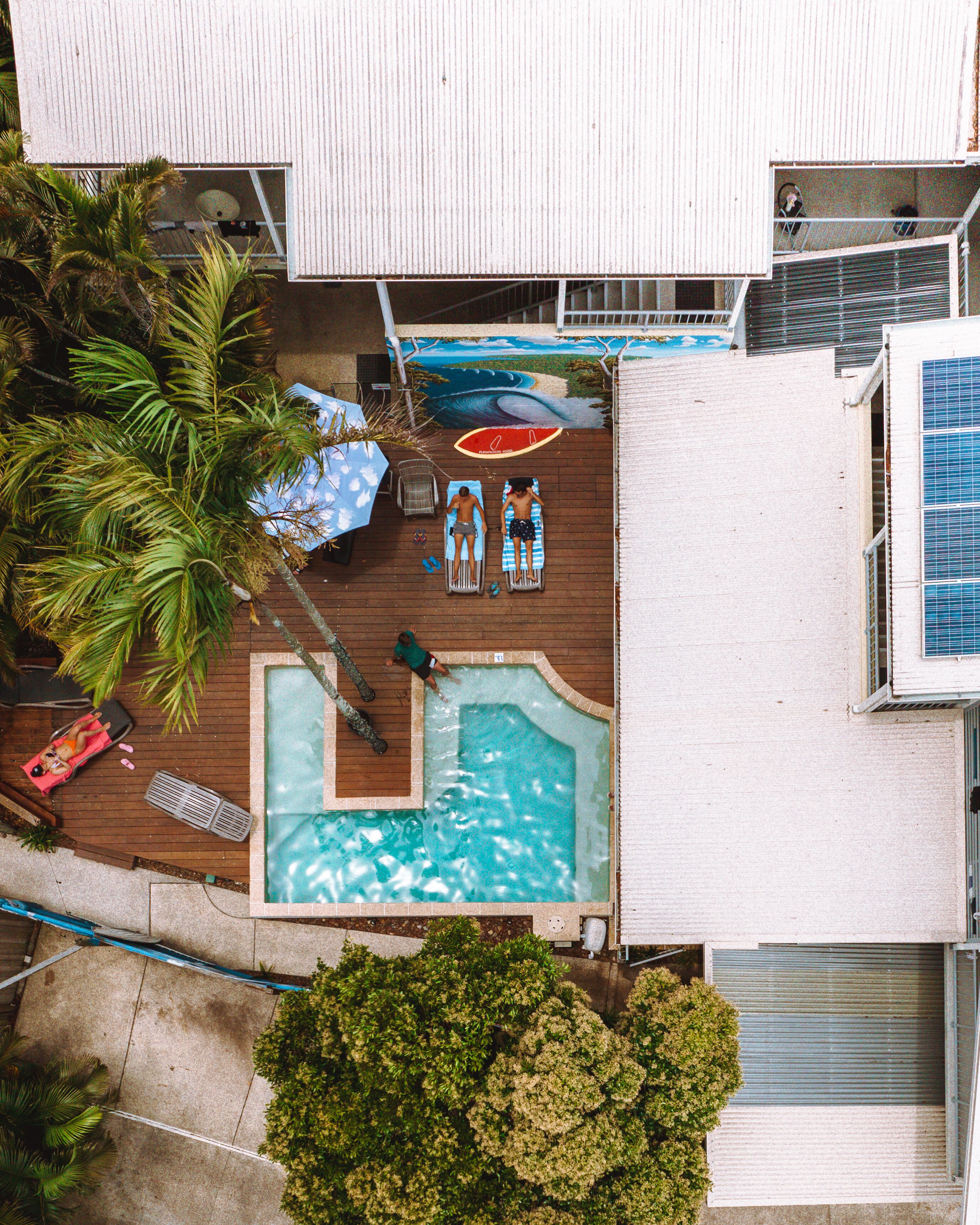 Outdoor pool, pool loungers