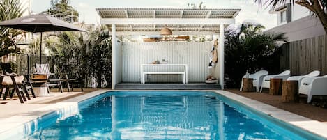 Outdoor pool, pool loungers