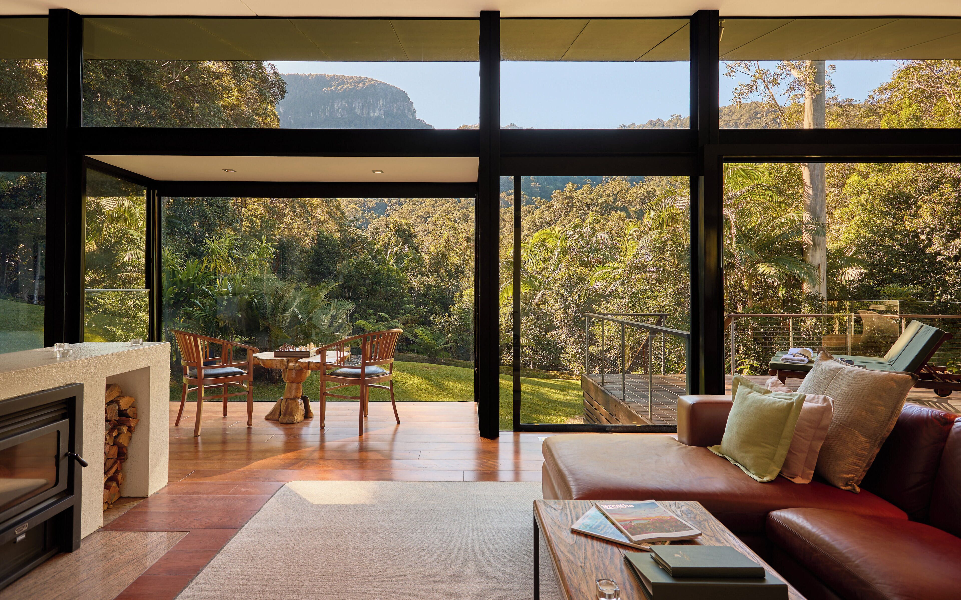 Luxury Villa, 1 King Bed, Mountain View (Mountain Lodge) | Living area | 138-cm TV with digital channels, fireplace, DVD player