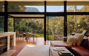 Luxury Villa, 1 King Bed, Mountain View (Mountain Lodge) | Living area | 138-cm TV with digital channels, fireplace, DVD player