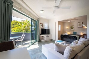 Standard Apartment, 1 Bedroom, Non Smoking, Kitchen | Living area | 49-inch flat-screen TV with cable channels, Smart TV, Netflix