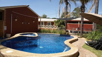 Outdoor pool, sun loungers