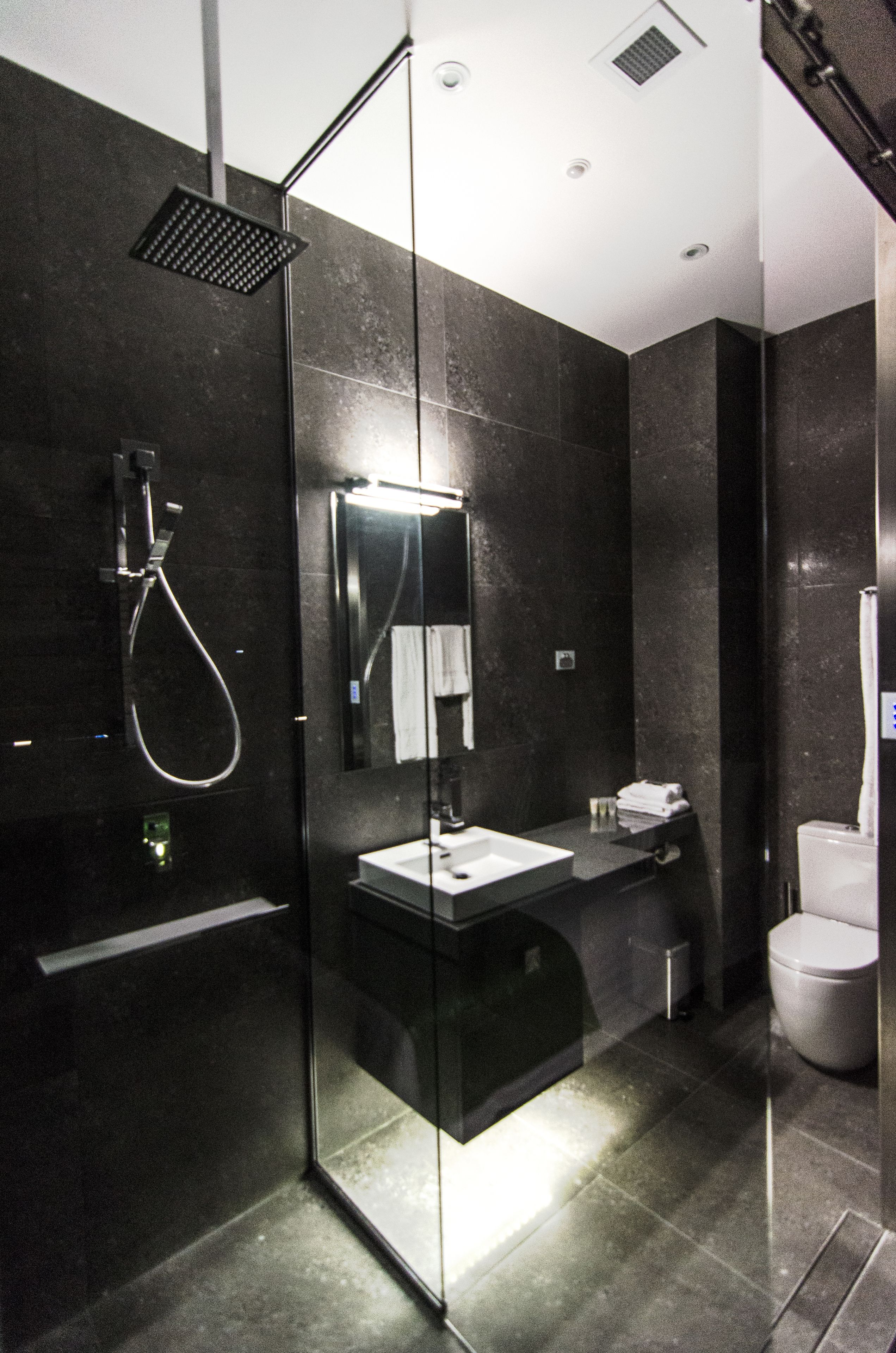 standard room, 1 queen bed (room 9) | bathroom | hair dryer, towels