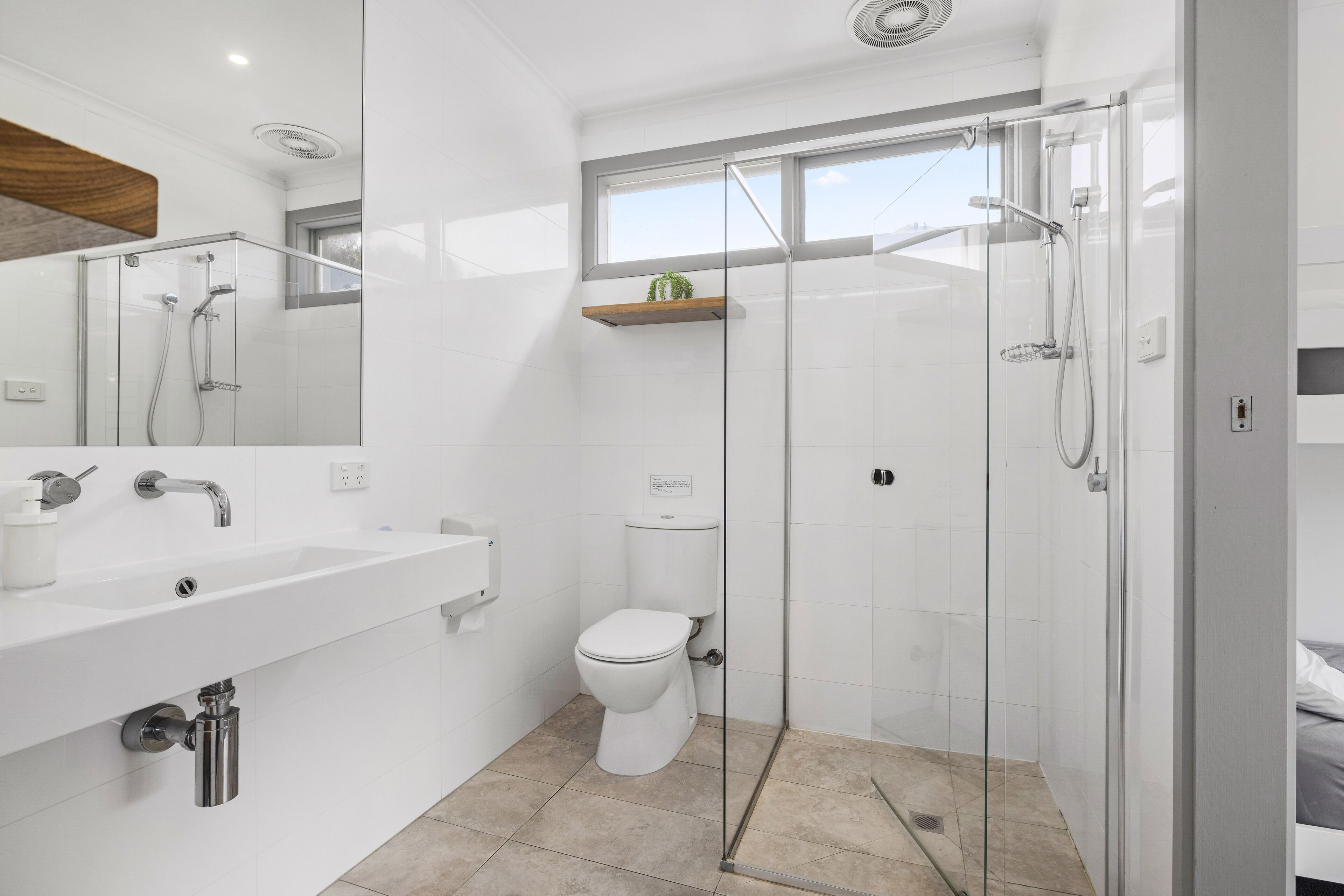 family room - 1 queen & 3 singles | bathroom | hair dryer, towels