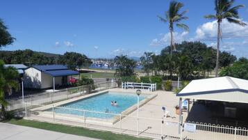 Outdoor pool, pool loungers