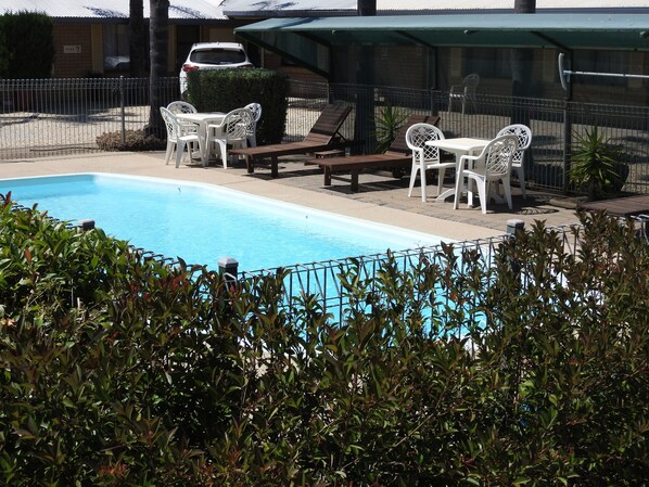 Outdoor pool, sun loungers