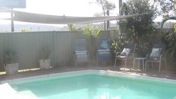 Outdoor pool, pool loungers