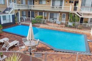 Outdoor pool, sun loungers