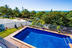 Outdoor pool, pool loungers