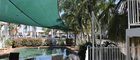 Outdoor pool, pool loungers