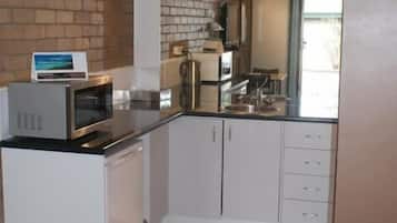 Fridge, microwave, coffee/tea maker, electric kettle