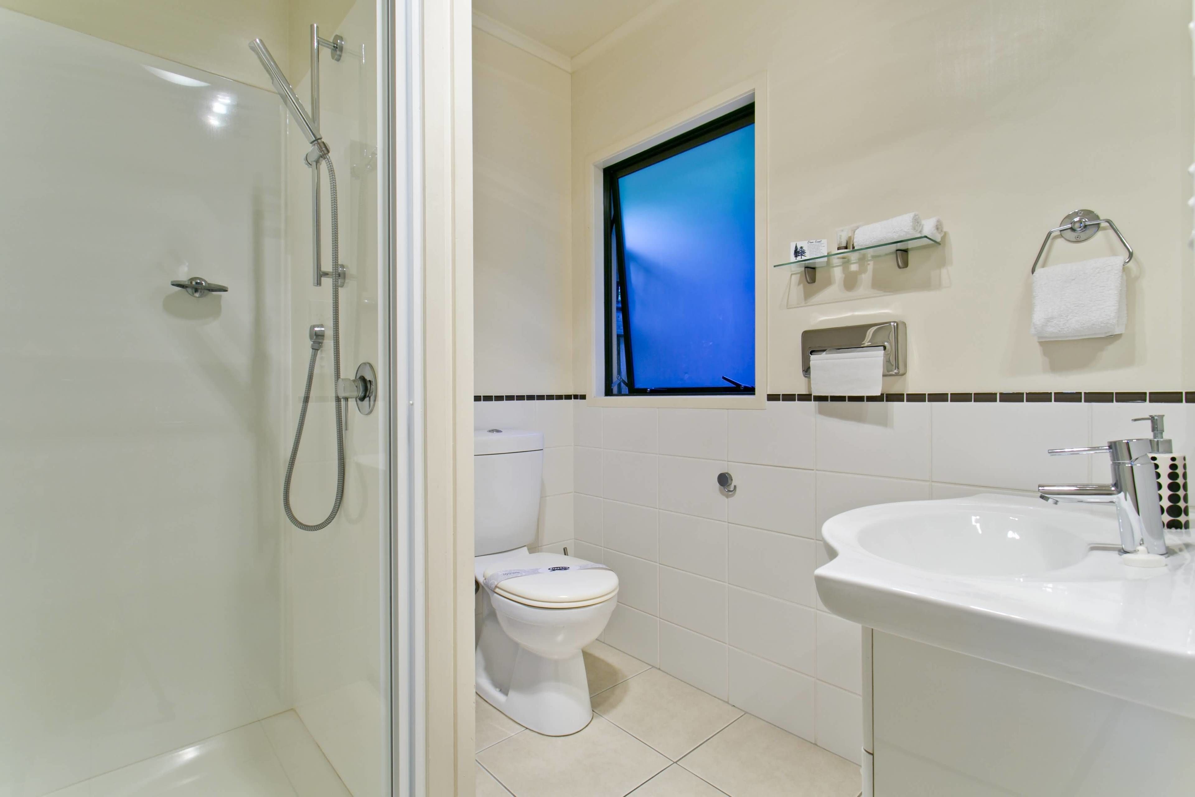 classic studio, kitchen, courtyard area | bathroom shower