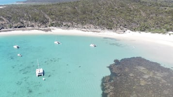 Beach nearby, white sand, beach shuttle