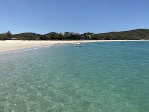 Beach nearby, white sand, beach shuttle