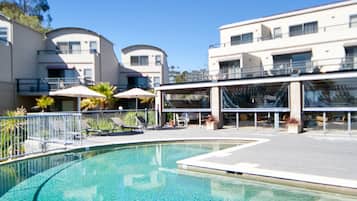 Outdoor pool, sun loungers