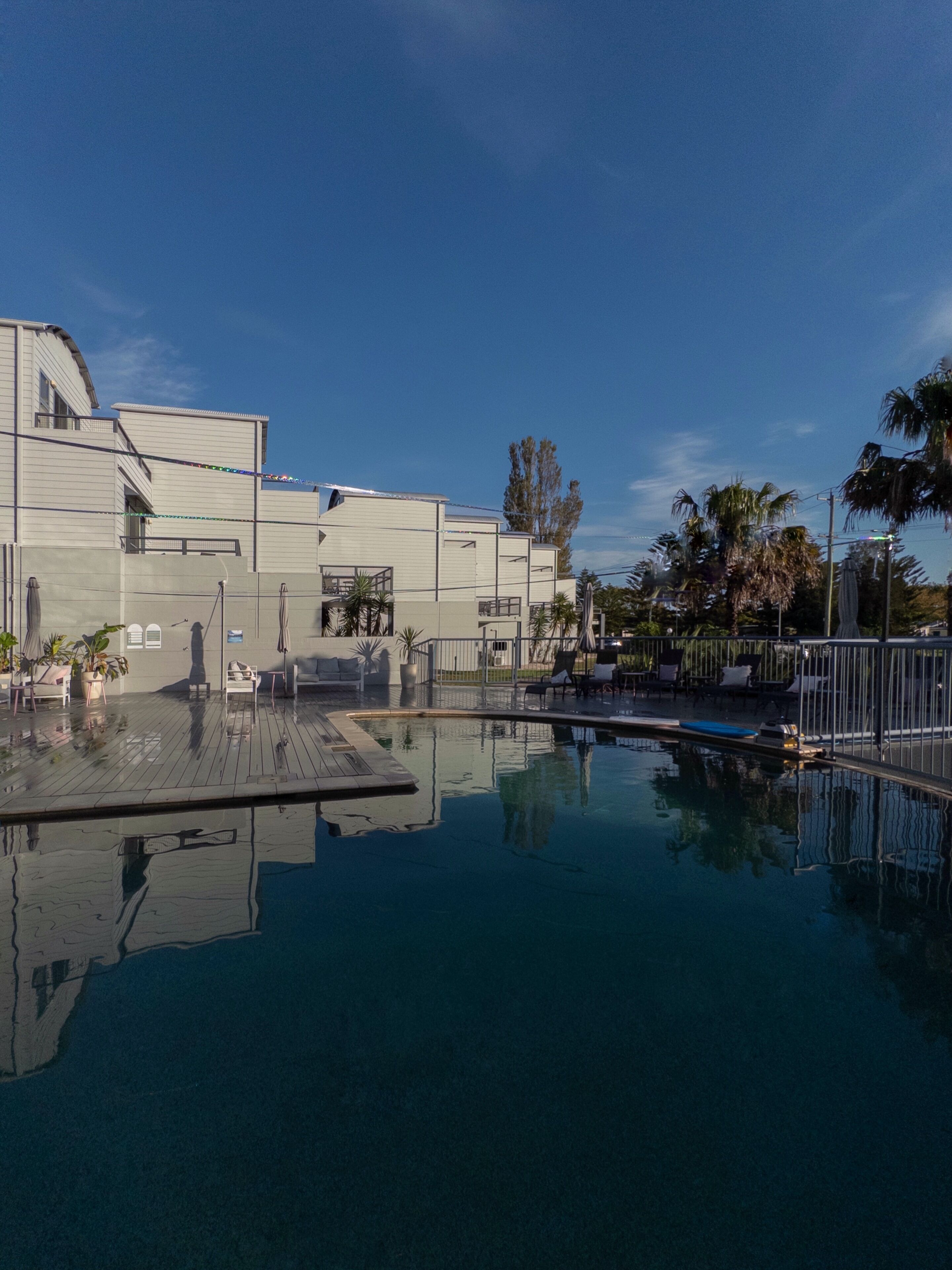 Outdoor pool, sun loungers
