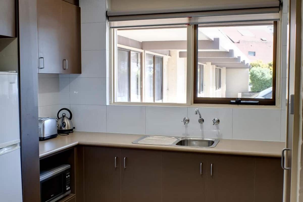 fridge, microwave, electric kettle