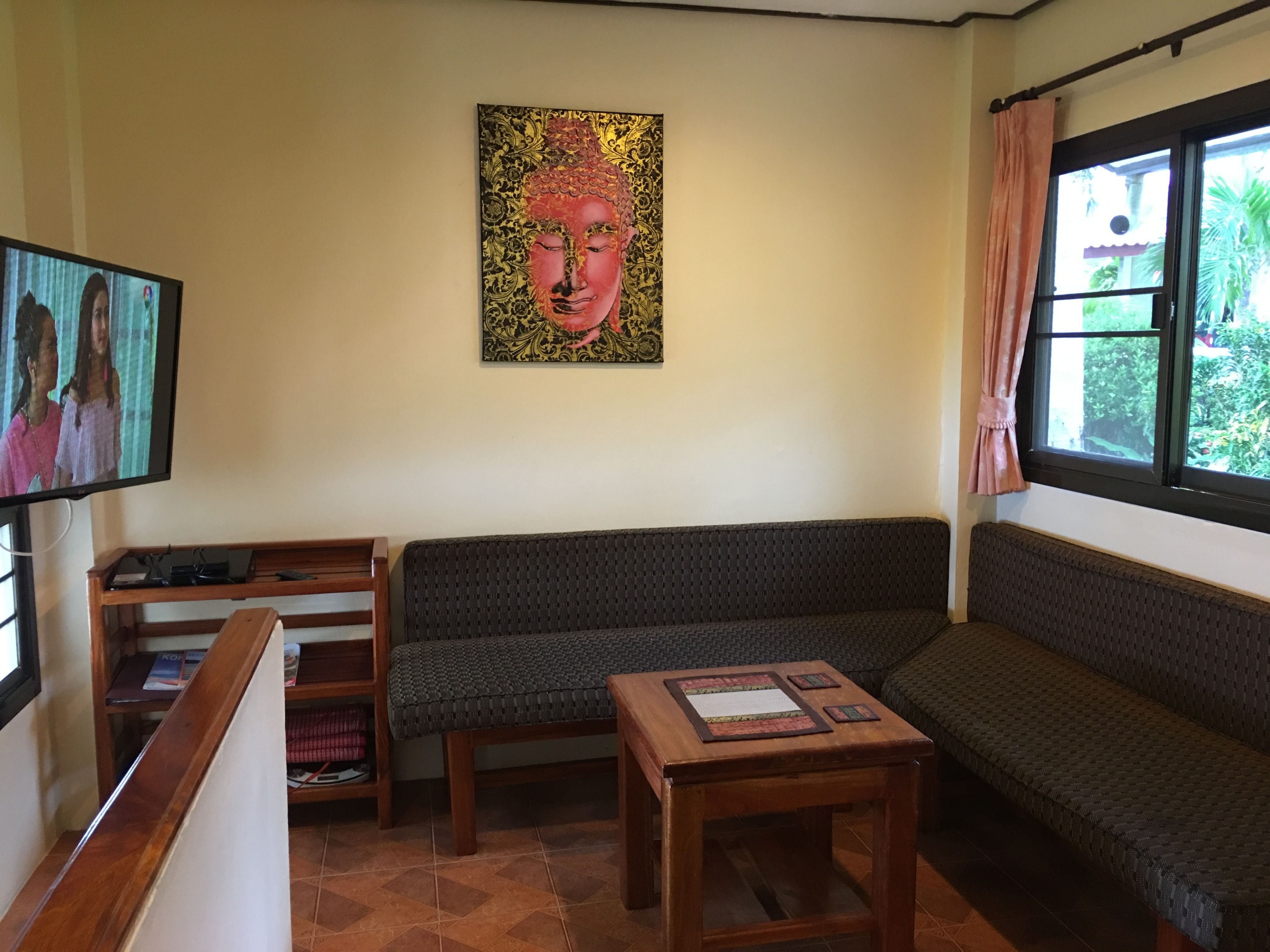 room, sea view | living area | flat-screen tv