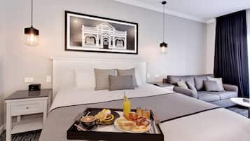 Minibar, desk, laptop workspace, soundproofing