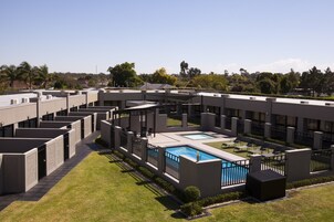 Outdoor pool, sun loungers