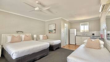 Blackout curtains, iron/ironing board, free WiFi, bed sheets