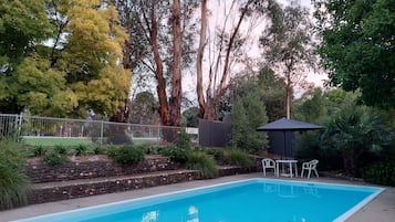 Outdoor pool, pool umbrellas