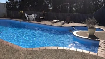 Outdoor pool, sun loungers