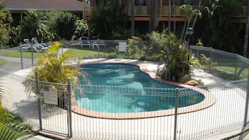 Outdoor pool, sun loungers