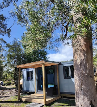 Façade de l’hébergement. Zeehan Bush Camp