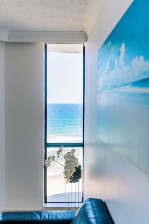 One-Bedroom Apartment with Ocean View Standard (Higher Floor) | Living area | 40-inch flat-screen TV with satellite channels, TV - Olympus Apartments (Surfers Paradise)