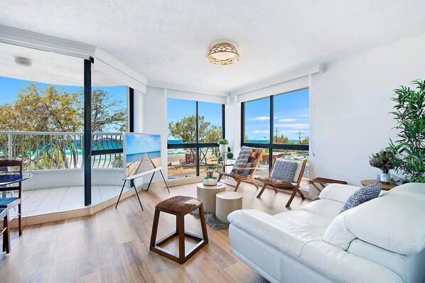 40-inch flat-screen TV with satellite channels, TV