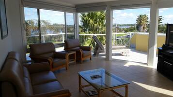 Standard Apartment, 1 Bedroom, Non Smoking, Kitchen (Abel Tasman Penthouse) | Living area | TV, DVD player