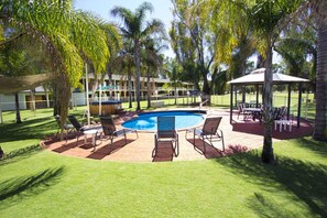 Outdoor pool, pool loungers