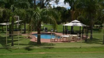 Outdoor pool, sun loungers