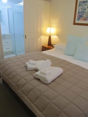 1 slaapkamer, een strijkplank/strijkijzer, babybedden, extra bedden