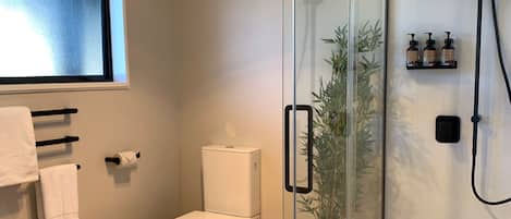 Family Studio, Multiple Beds, Non Smoking, Kitchenette (Ground) | Baño | Regadera y toallas